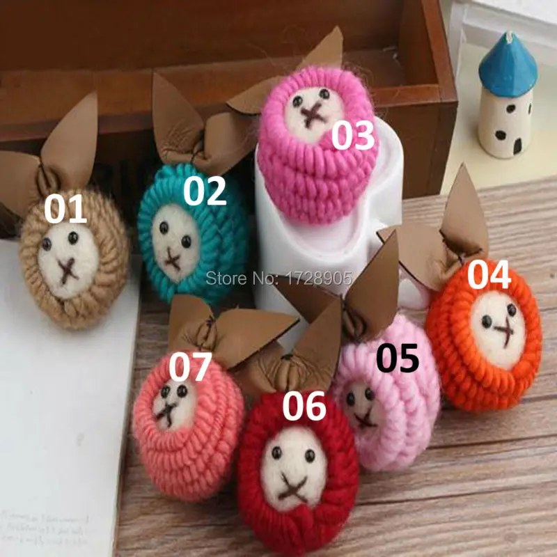 

Wool Felt Ball 3D Rabbit with Bow Knot Diy For Rugs Jewelry Home Decor Woven Colorful Handmade 75*45 mm 2 pcs