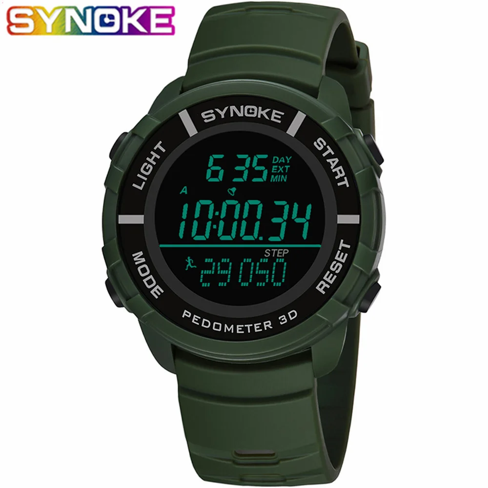 

SYNOKE Men Sports Watches Countdown Double Time Watch Alarm Chrono Digital Wristwatches 50M Waterproof Relogio Masculino