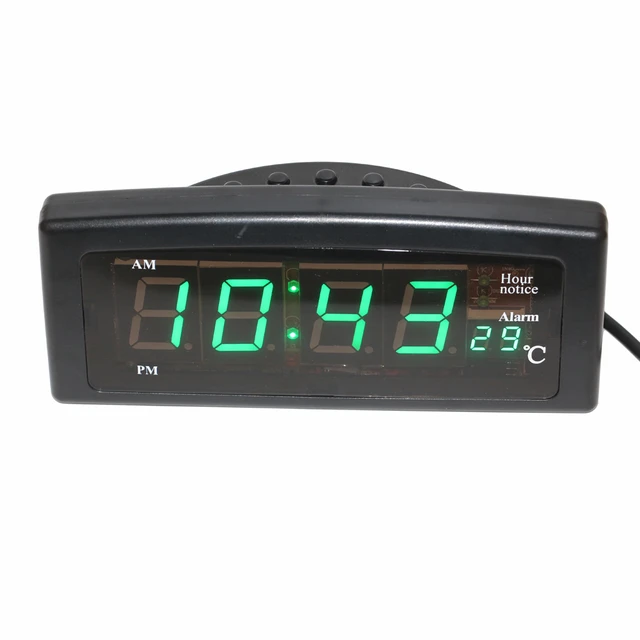 Desktop Digital Led Alarm Clocks With Indoor Temperature Hourly Chime  Function 12/24 Hours Green Luminova Electronic Alarm Clock - Alarm Clocks -  AliExpress