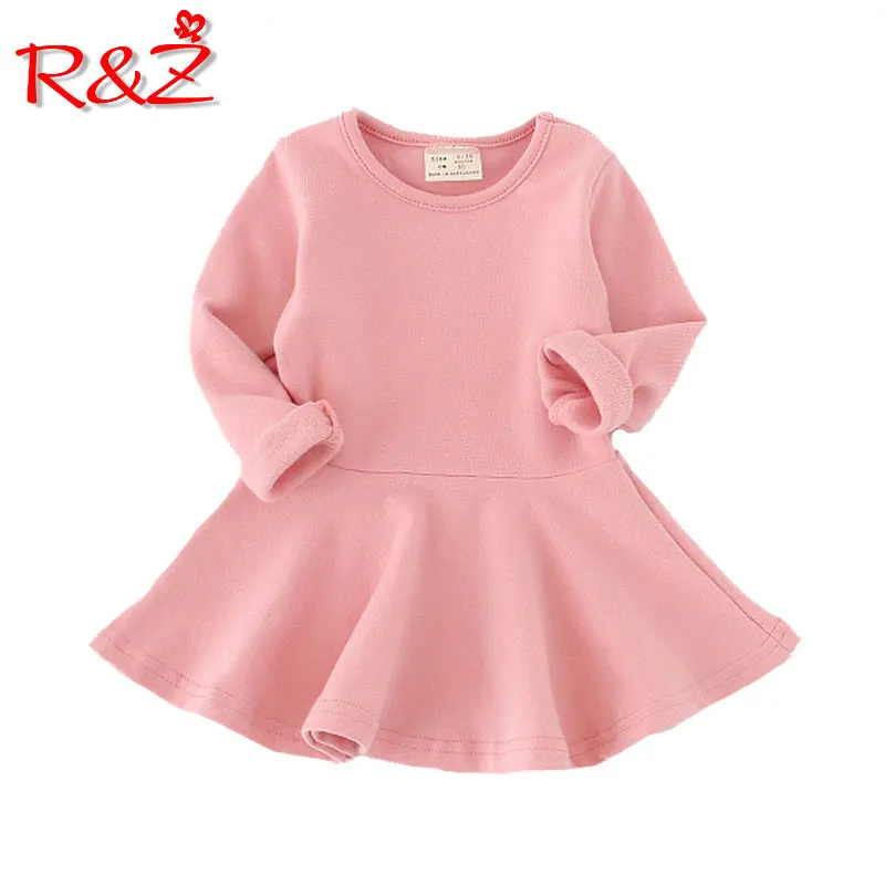 R& Z/ г.; платье принцессы для девочек; осенние детские платья для маленьких девочек; одежда с длинными рукавами и лепестками; однотонная детская одежда