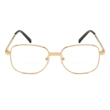 Плоский верх, бифокальные очки для чтения, мужские, металлический сплав, полная оправа, золотые мужские очки для дальнозоркости, увеличительное стекло, Двойной фокус, очки 588