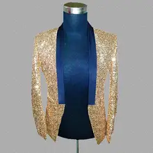 Блейзер с золотыми блестками мужские дизайнерские костюмы куртка Мужские Сценические костюмы для певцов одежда танцевальная Звезда Стиль платье панк Рок masculino