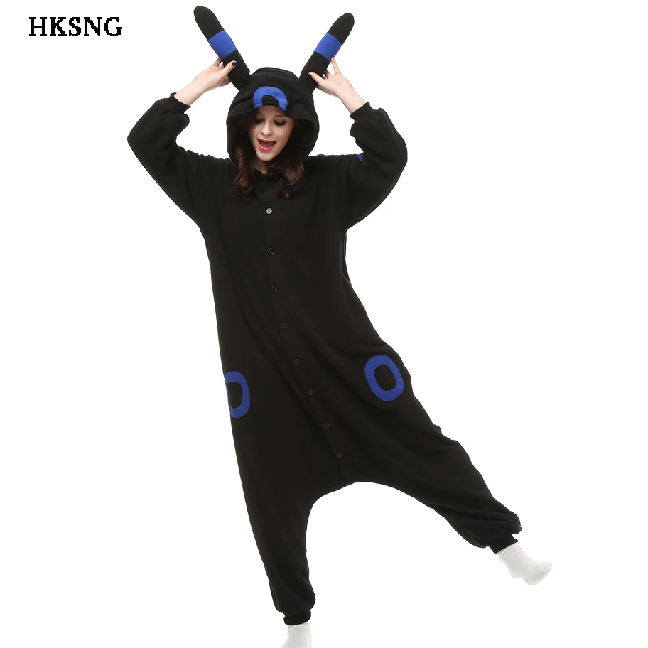 

HKSNG Umbreon Espeon Pokemon Pajamas Kigurumi Halloween Adults Winter Warm Cartoon Anime Fleece Onesie Cosplay Homewear