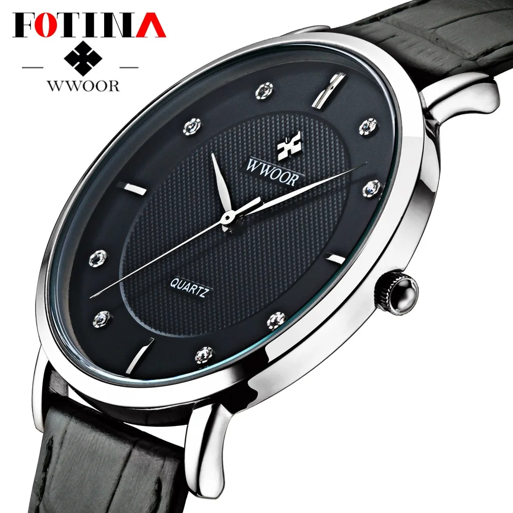 FOTINA Top Brand Men Watches Ultra Thin Genuine Leather Clock Male 50m Waterproof Casual Bussiness Watch