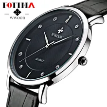 FOTINA Top Brand Men Watches Ultra Thin Genuine Leather Clock Male 50m Waterproof Casual Bussiness Watch