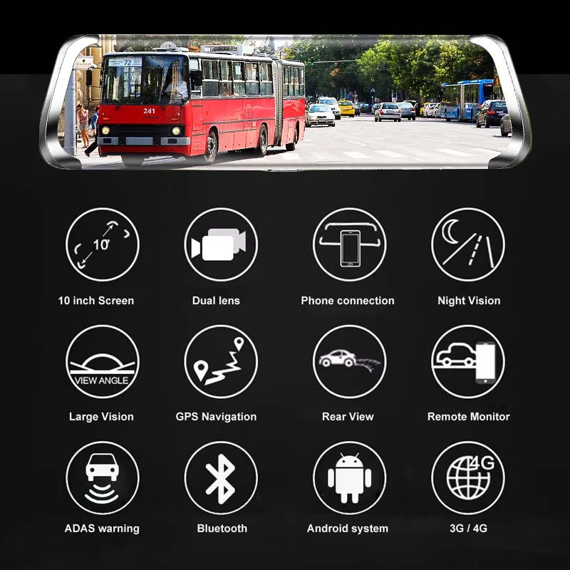 ANSTAR Car DVR HD Camera Car Mirror 1080P 4G ADAS 10