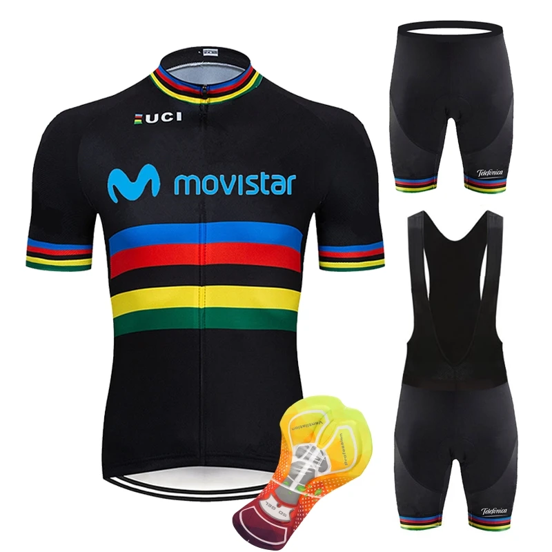 Movistar Men Cycling Jersey Short Sleeve Sets Breathable MTB Bike Cycling Clothing Cycle Sportswear Ropa Ciclismo