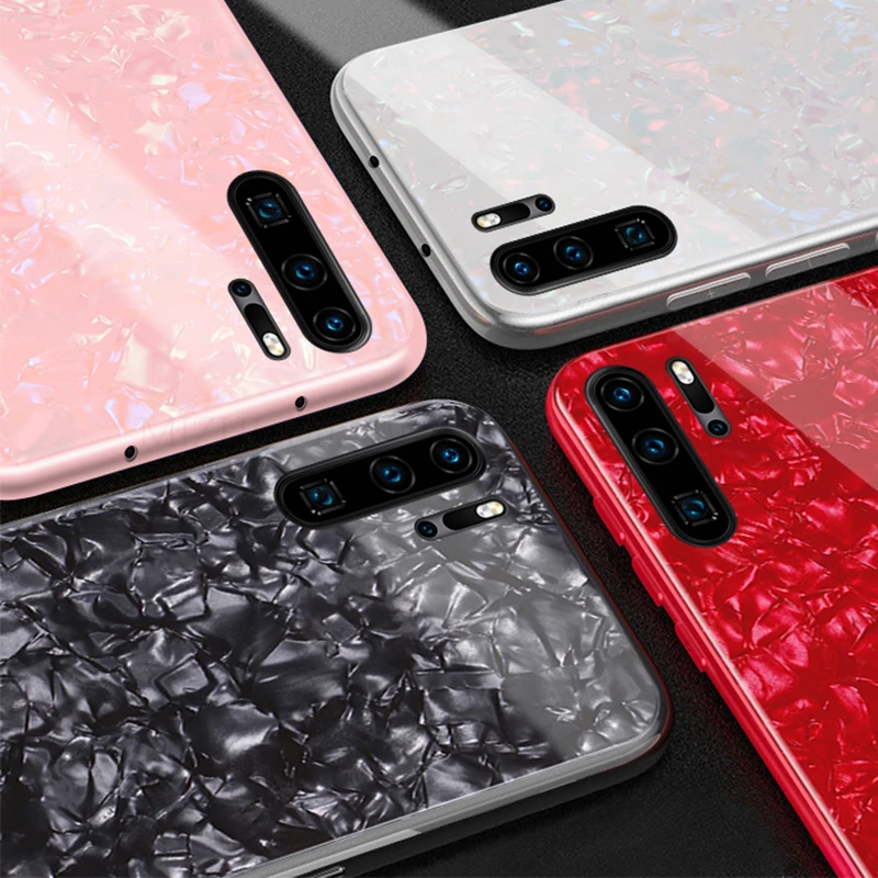 Tempered Glass Conch Shell Phone Case For huawei p30 Cover On For huawei p30 pro p 30 lite light p30pro 30pro Funda Coque capa