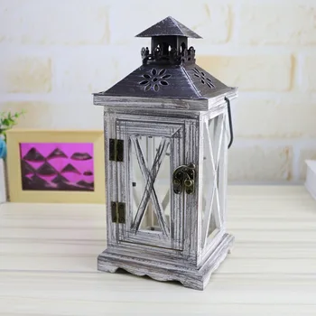 

Moroccan Decor Retro Wood House Candlestick European Romantic Wedding Cheap Candle Holder Lantern Retro Home Decoration Crafts