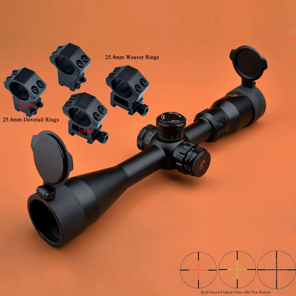 Eagle Eye Scopes Optics 4 16x40 SF R/G Rifle Scope Mounts Turrets W