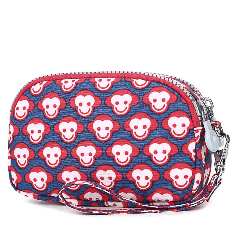 

Monkey Print Hand-held Bag Women Fashion Embossing Coin Purse Durable Light Small Zipper Wallet Double Interlayer Change Purse