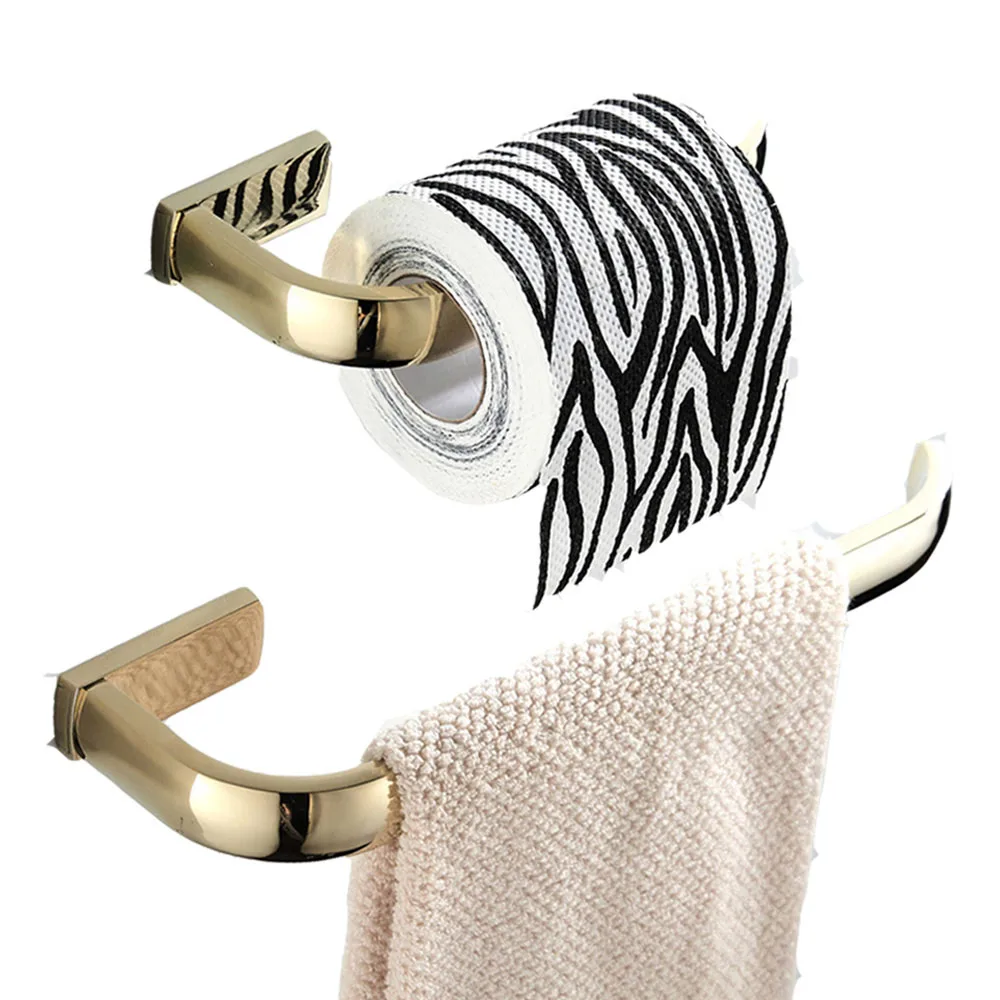 Leyden 2 шт. набор аксессуаров для ванной комнаты Золотой Твердый латунный настенный держатель для полотенец держатель для туалетной бумаги держатель для салфеток - Цвет: 2pcs set