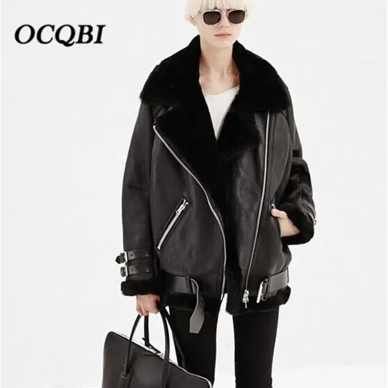 

Bomber Jacket Women 2018 Winter Leather Fashion Streetwear PU Outerwear Motorcycle Bomber Warm Jacket Women