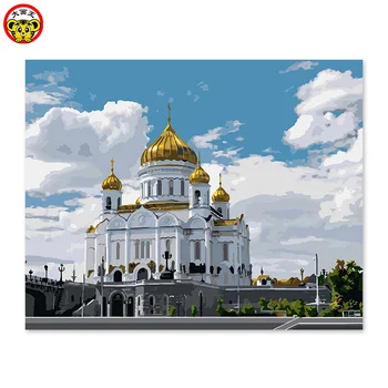 

painting by numbers art paint by number DIY digital painting, Jesus, savior, cathedral, Moscow, Russia, ornament, handicrafts