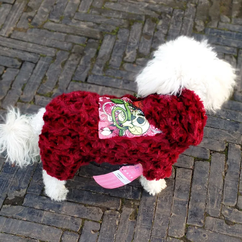 Одежда для маленьких собак зимняя теплая куртка Одежда для питомцев для йоркширских терьеров и чихуа-Хуа плюшевые собаки комбинезоны для собак комбинезон с капюшоном Одежда для кошек - Цвет: Red Skeleton
