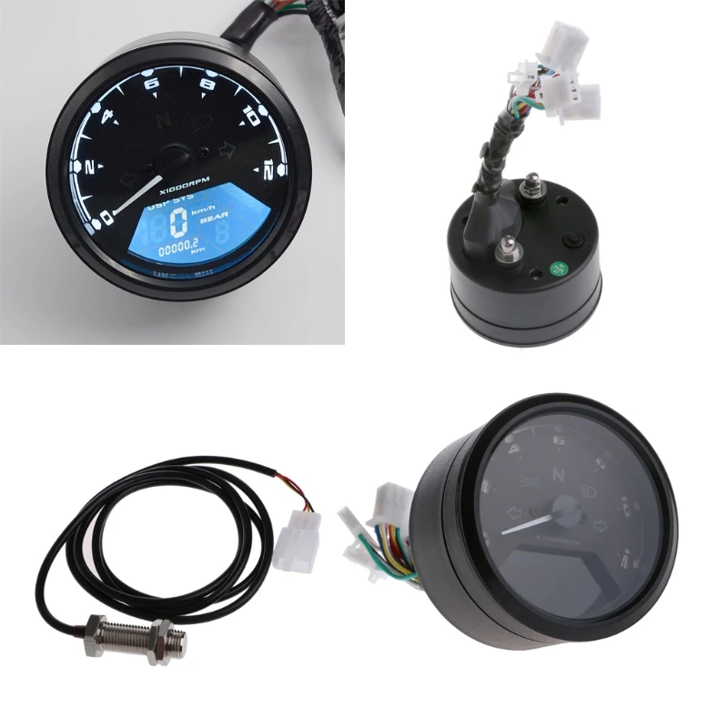 

1Set Multi-function LCD Digital Motorcycle Odometer Tachometer Speedometer Gauge 12000RPM