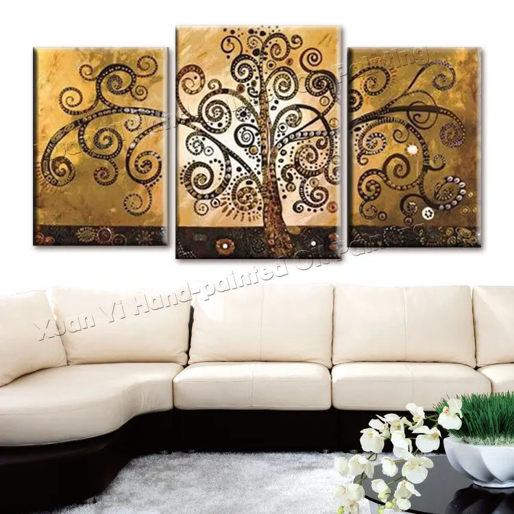 

3 Piece Canvas Wall Art Hand Painted Canvas Abstract Oil Painting Tree Multi Panel Large Home Office Decoration Unframed