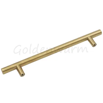 Goldenwarm Brushed Brass Gold Cabinet Pulls T Bar Modern Cupboard Kitchen Drawer Door Handles Stainless Steel