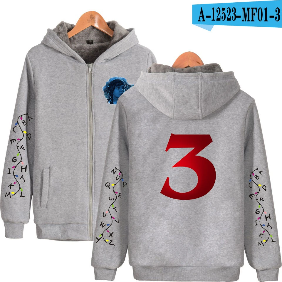 FADUN TOMMY странные вещи 3 команды утолщаются хлопок на молнии мужские парки Oversize толстовки зима для мужчин/для женщин Kpop теплые модные парк - Цвет: gray
