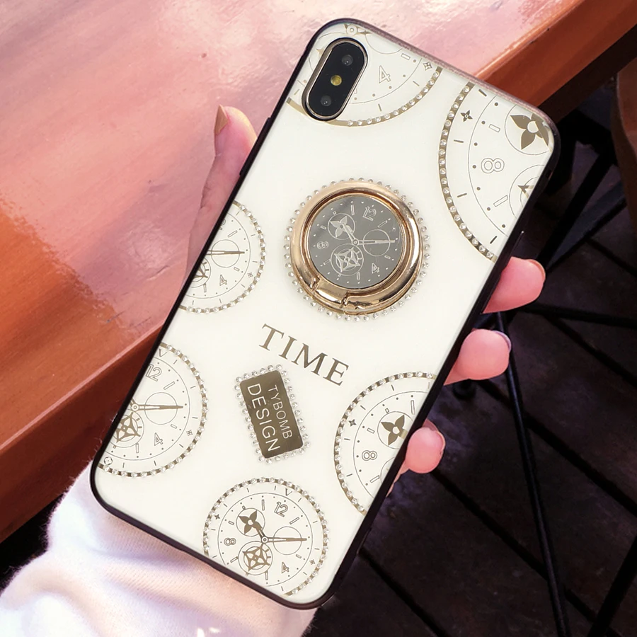 

Clock Time stand Glitter diamond phone cases For iPhone 7 8 Plus Case For iPhone X XS Max XR 6 6S Silicone protection Back Cover