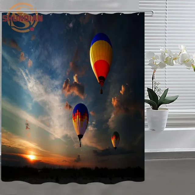 Hot Air Ballooning Custom Shower Curtain Fabric Polyester Bathroom Acceptable Bath Screens In Curtains From Home Garden On