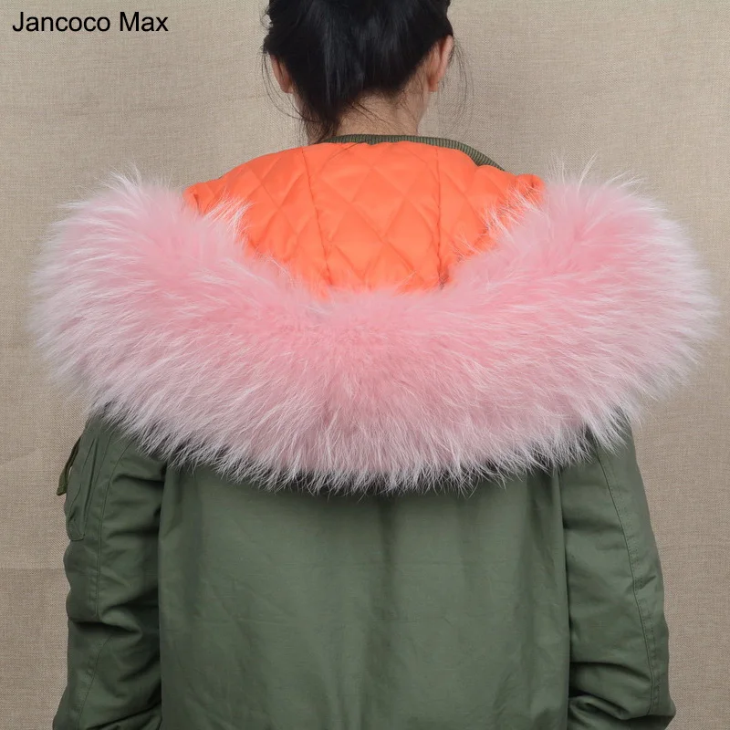 Jancoco Max большой воротник с отделкой из натурального меха енота для женщин и мужчин
