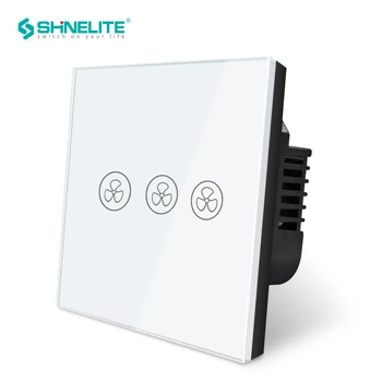 

SHINELITE EU/UK Touch Screen Fan Switch,Speed Regulation,Crystal Glass Panel Fan Switch , AC 110~240V Home Wall Switch