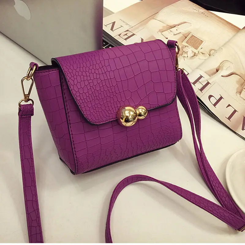 Vintage Crocodile PU Leather Women Bag Fashion Metal Logo Small Shoulder Bag Casual Messenger Bag