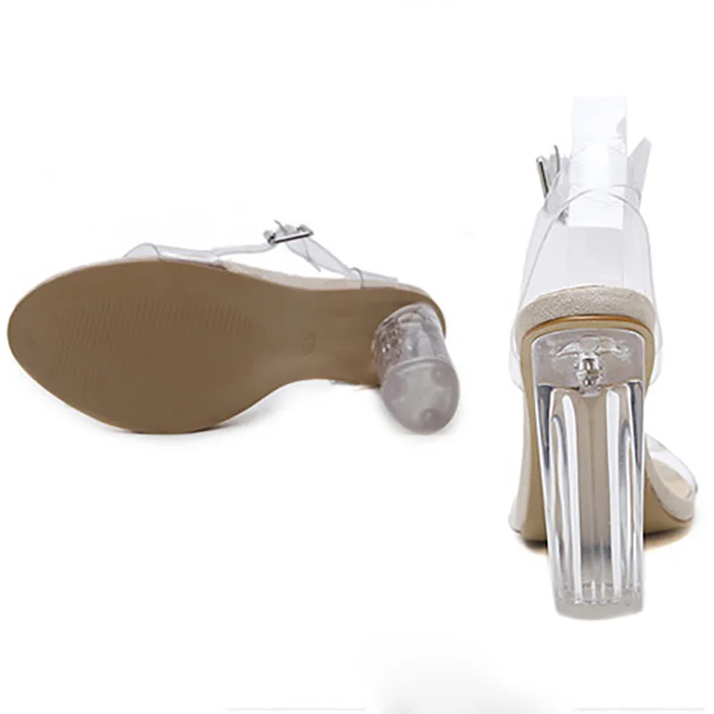 Прозрачные женские туфли на высоком каблуке; летние туфли-лодочки; обувь из чистого материала; женские босоножки на высоком каблуке