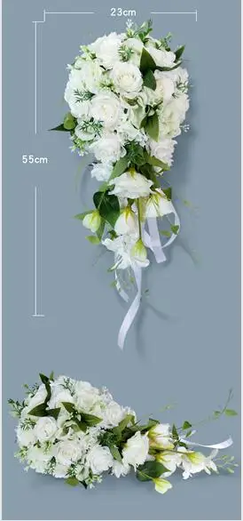 Капли воды Водопад Букет невесты белый зеленый узел свадебные Розы Свадебные цветы Свадебные букеты вас10154