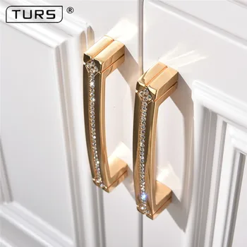 

fashion deluxe glass diamond furniture decotation handles crystal wine cabinet drawer knob golden silver dresser square pull