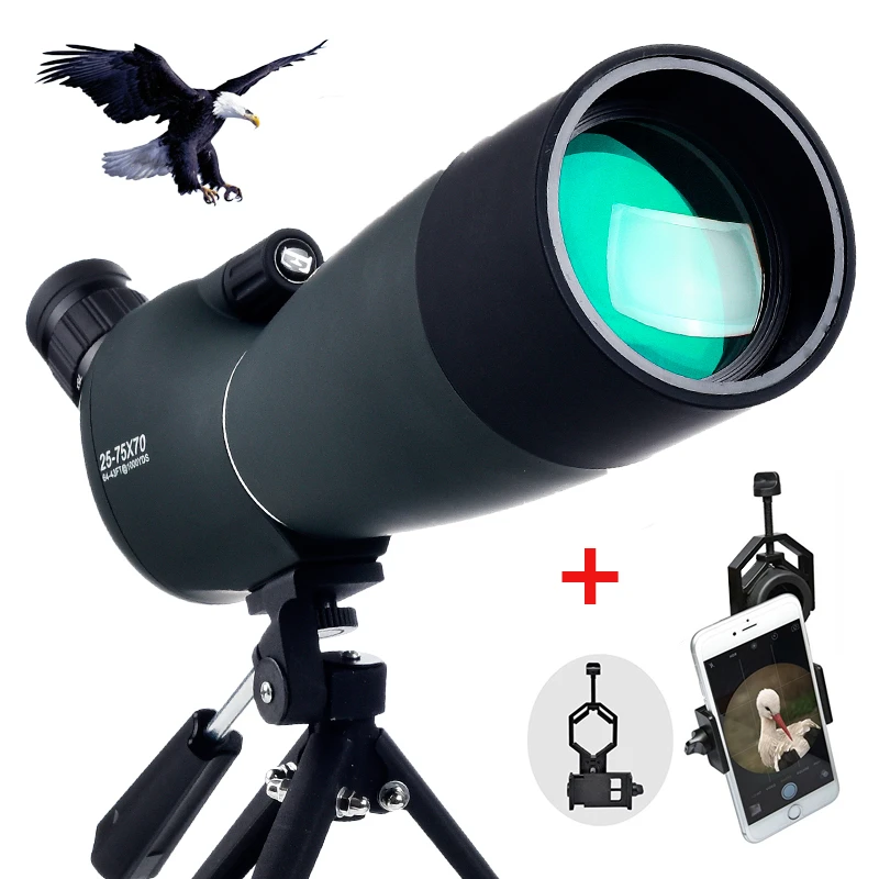 

Objective lens 60/70mm Spotting scope Zoom Monocular Telescope for Birdwatching Hunting with free Universal phone holder mount