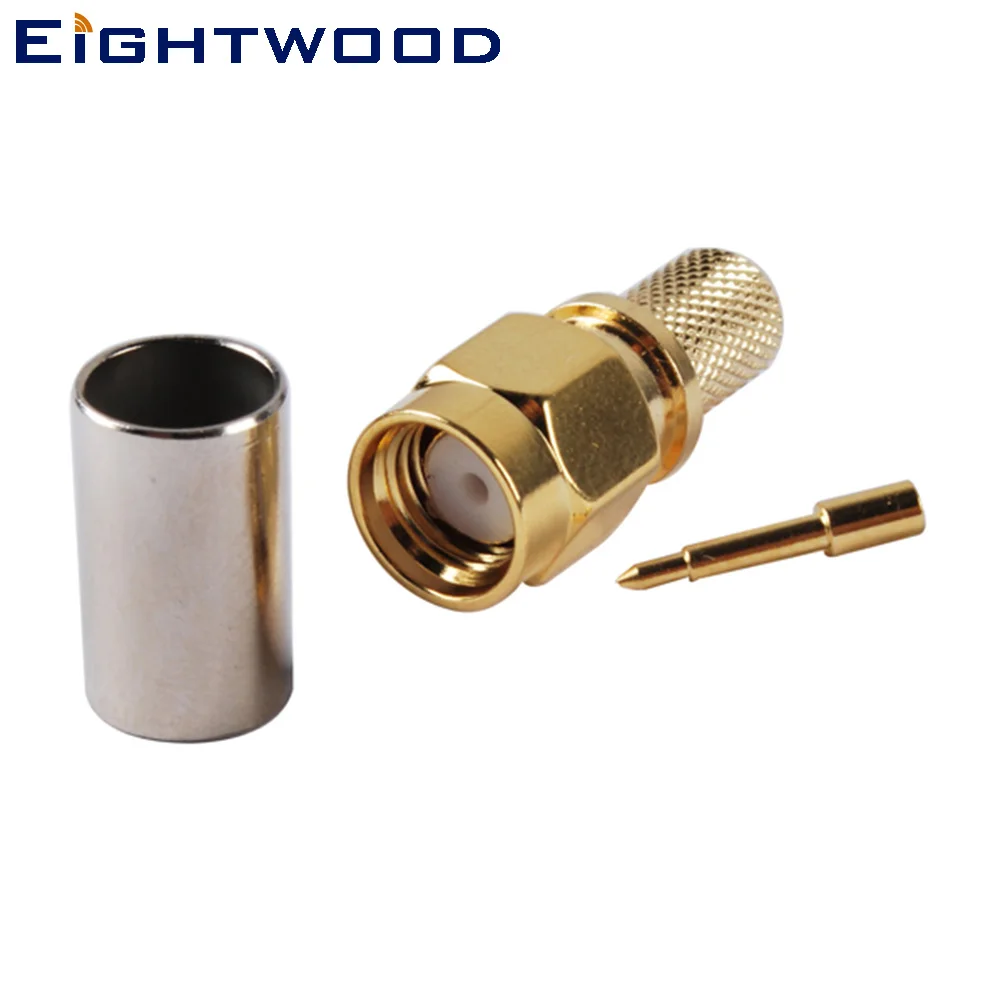 Eightwood 5 шт. SMA штекер RF коаксиальный разъем адаптер прямое Крепление обжимной