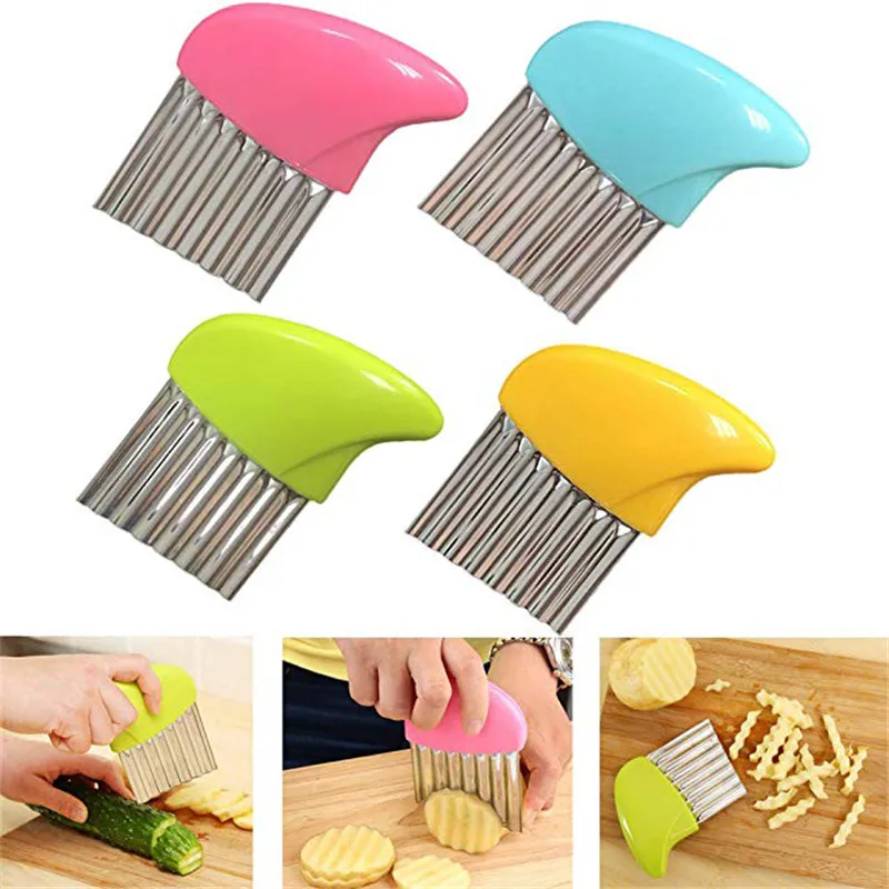 

TTLIFE French Fries Cutter Knife Stainless Steel Wave Potato Chips Making Peeler Cut Handle Vegetable Kitchen Knives Fruit Tool