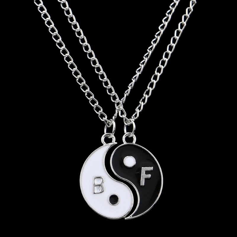 Bespmosp 2 шт. лучшие друзья ключ замок Пазл сердце BFF Yin Yang белый черный кулон ожерелье
