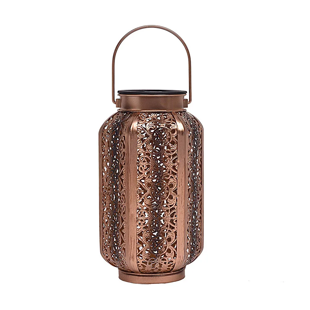 

Solar Lantern Hollow Carved Hanging Bright Lantern with Handle Home Decor LKS99