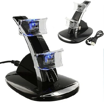 

New LED Light Dual USB Powered Charging Dock Stand Holder Support Charger For Sony PlayStation 3 PS3 Controller Game Accessories