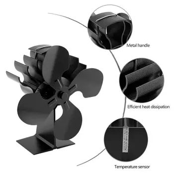 

4-Blade Heat Powered Wood Stove Top Fan For Wood Log Burner Heaters Fireplace Eco Friendly Fans