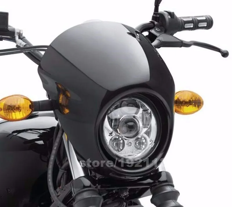 Black Headlight Fairing Mask Front Cowl Mount Headlamp Visor Bracket Set For Harley Sportster Cafe Drag Dyna FX XL 39mm Narrow Glide Fork cvdfbb