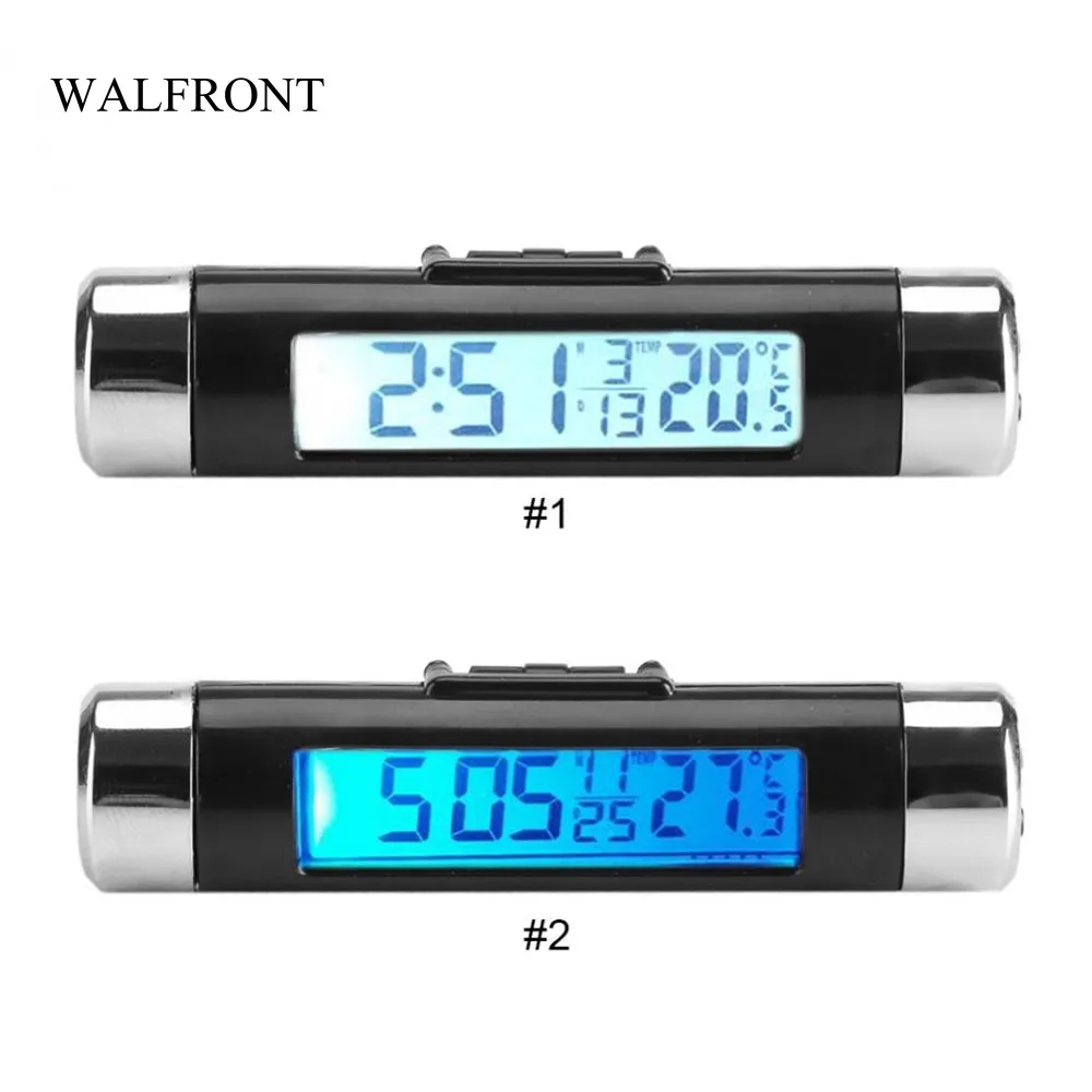 

WALFRONT Digital LED Car Clock Thermometer Electronic Time Air Conditioning Vent Backlight Temperature Voltage Meter Wholesale