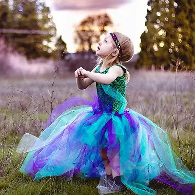 

Party Kids Baby Girl Dress Mermaid Tops Bodysuit+Tulle Tutu dress Outfits Set