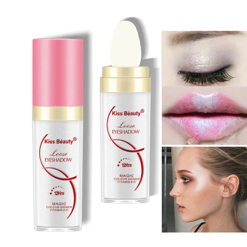 Kiss beauty white eyeshadow loose powder waterproof long lasting contouring makeup shimmer