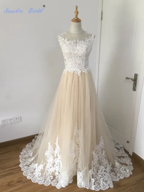 Champagne White Wedding Dress