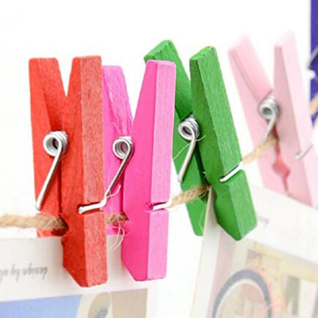 50 Pcs Mixed Wood Clips Wooden Pegs Clothespins Photo Paper Art Craft for Baby Shower Party DIY Gifts Christmas Embellishment