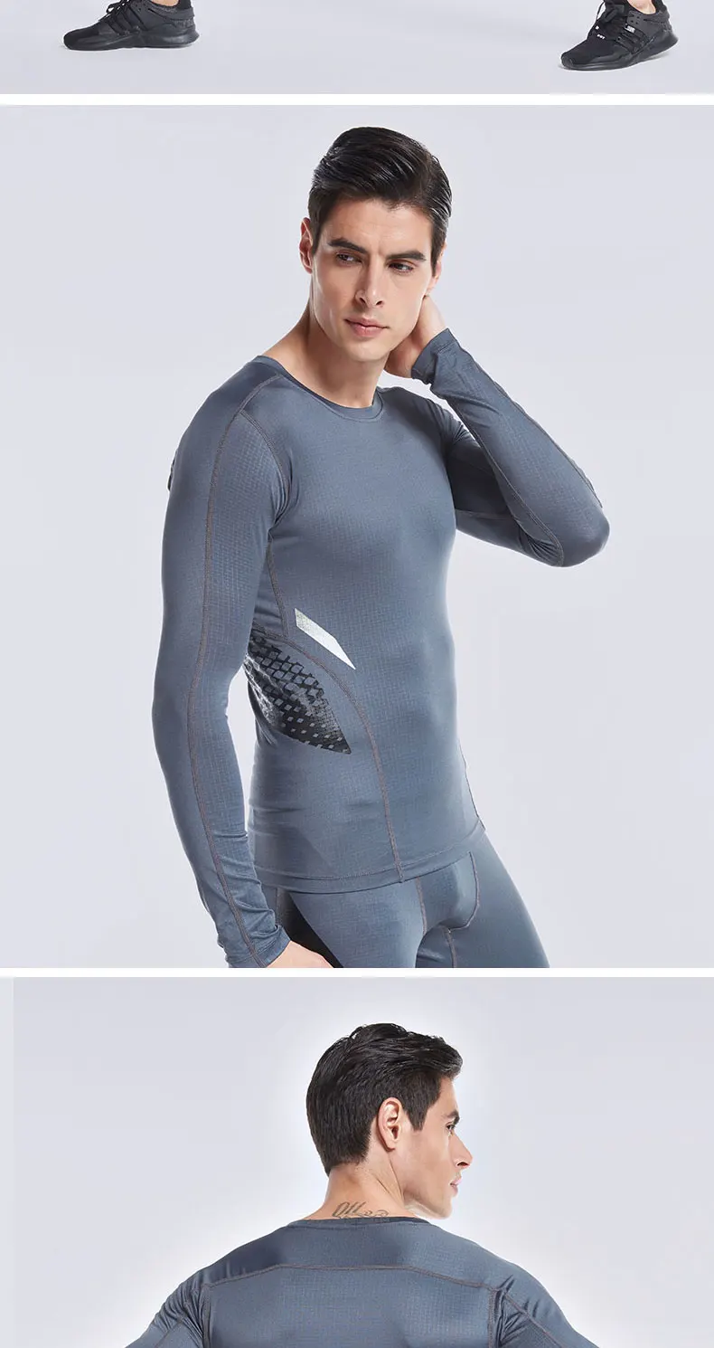VANSYDICAL Quick Dry Running T-shirts Men Compression Shirts Men\'s Long Sleeve Screen Printing Shirt for Outdoor Fitness Tops XL 25