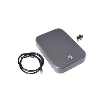 

Gun safe lock box with security cable and mechanical lock