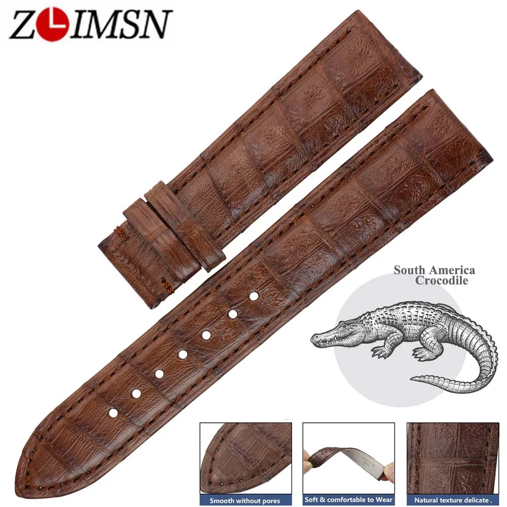 

ZLIMSN South America Crocodile Leather Watch Band Belt 14-24mm Genuine Alligator Leather Watchband Suitable For OMEGA Longines