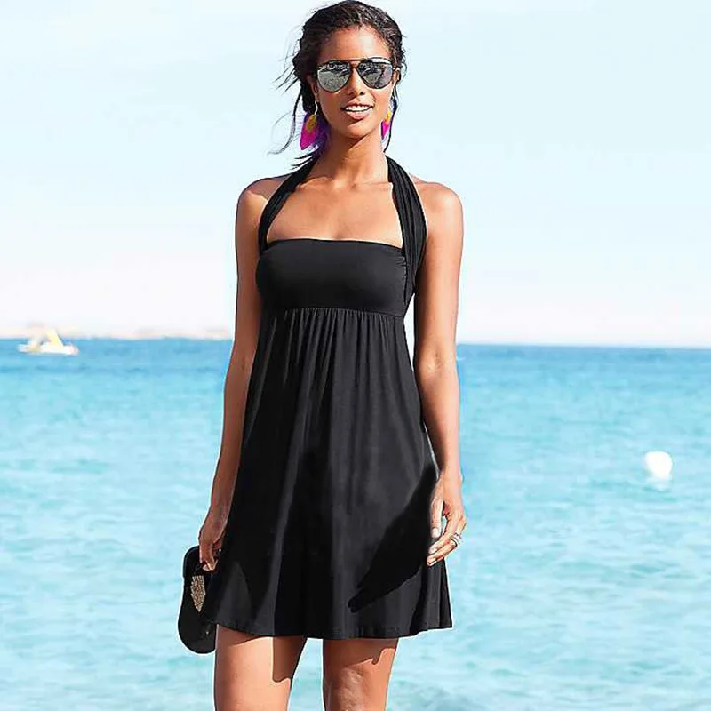

Plus Size Swimwear Women One Piece Swimsuit Skirt 2019 Vintage Solid Bathing Suit Dress Monokini Large Size Swimwear