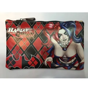 

New Harley Quinn Pen Purse Zipper Pencil Bags Cartoon Anime Harley Quinn Card Key Dollar Leather Bag Stationery Pen Wallet