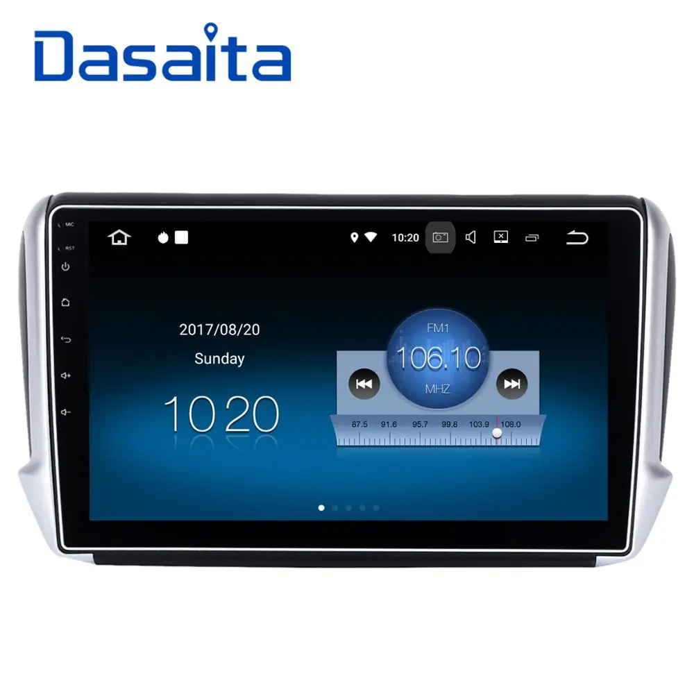 Dasaita 10," Android 9,0 Автомобильный gps плеер Navi для peugeot 208 2008 с 2G+ 16G четырехъядерный стерео радио мультимедиа без DVD 4G